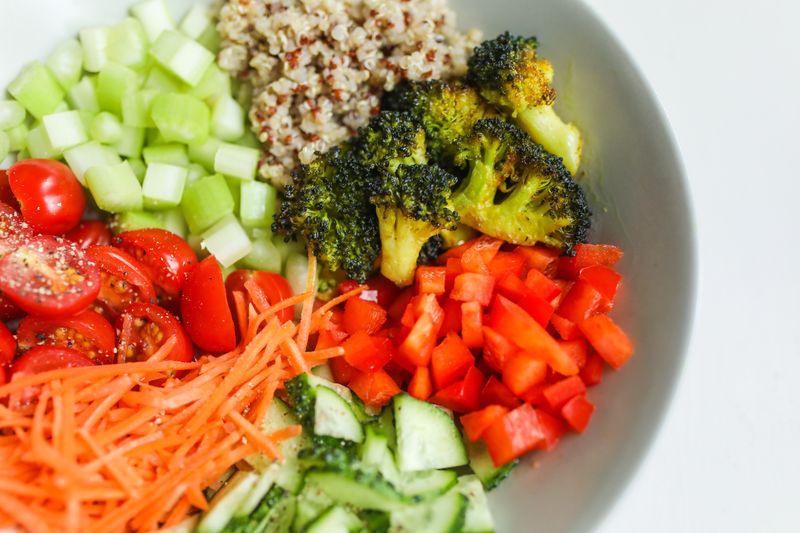 Roasted Veggie Bowl with quinoa and tahini