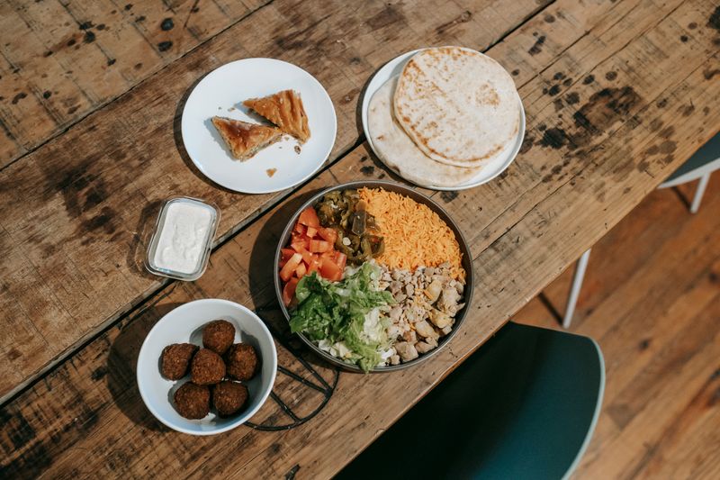 Fresh food spread at a Piada catered wedding reception